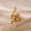 Stainless Steel Snake Rings For Women Gold Color Geometric Snake Ring Wedding Engagement Christmas Jewelry Gift