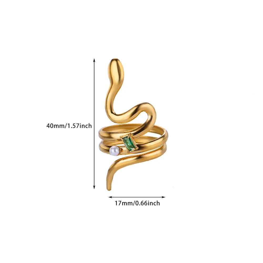 Stainless Steel Snake Rings For Women Gold Color Geometric Snake Ring Wedding Engagement Christmas Jewelry Gift