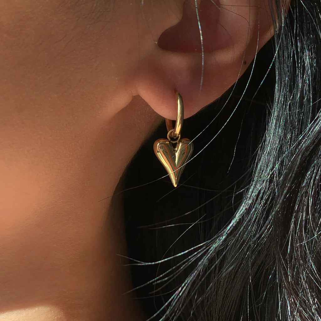 Stainless Steel Chic Heart Huggie Hoop Earrings Jewelry for Women Bijoux