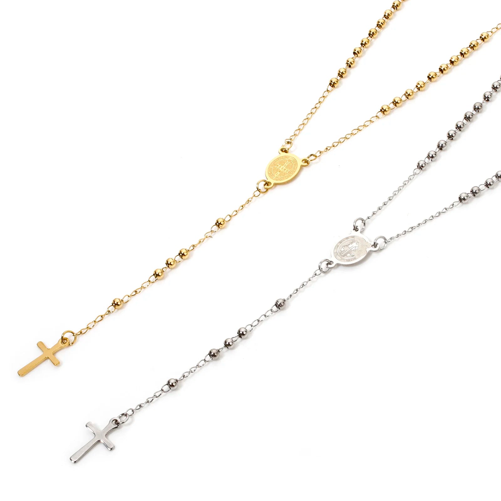 1 Piece Religious 304 Stainless Steel Prayer Beads Rosary Necklace