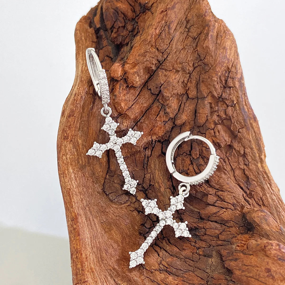 Rhinestone Cross Earrings Zircon Drop Earring for Women Grunge Earrings Jewelry