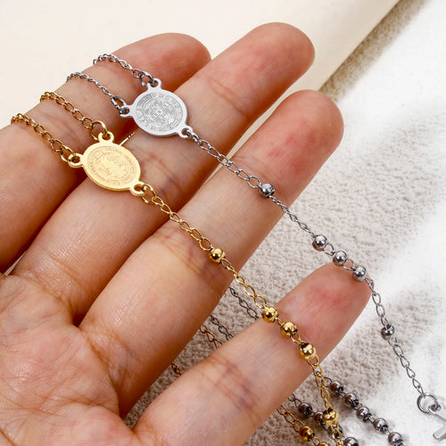 1 Piece Religious 304 Stainless Steel Prayer Beads Rosary Necklace