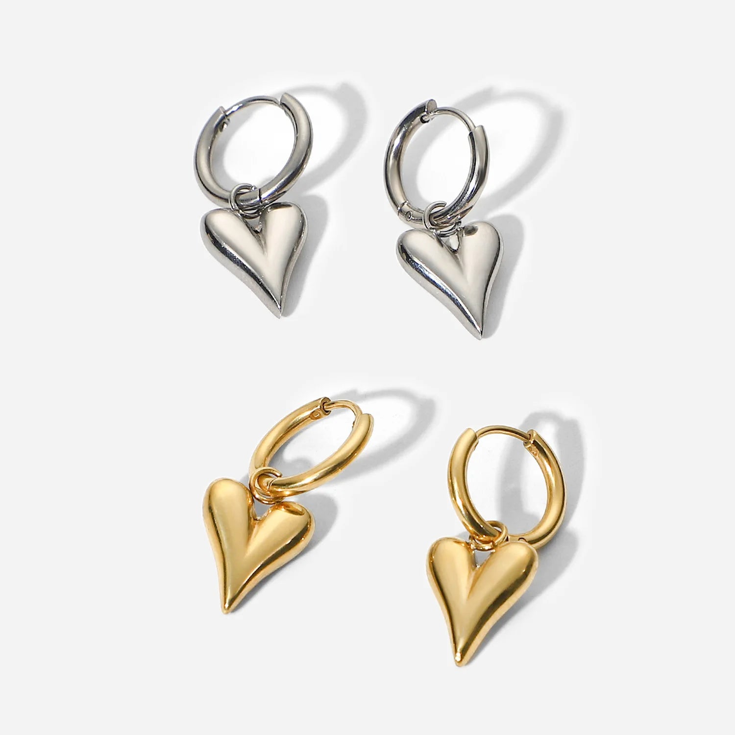 Stainless Steel Chic Heart Huggie Hoop Earrings Jewelry for Women Bijoux