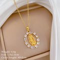 Zircon Virgin Mary Pendant Necklace for Women Religious Gifts for Lover