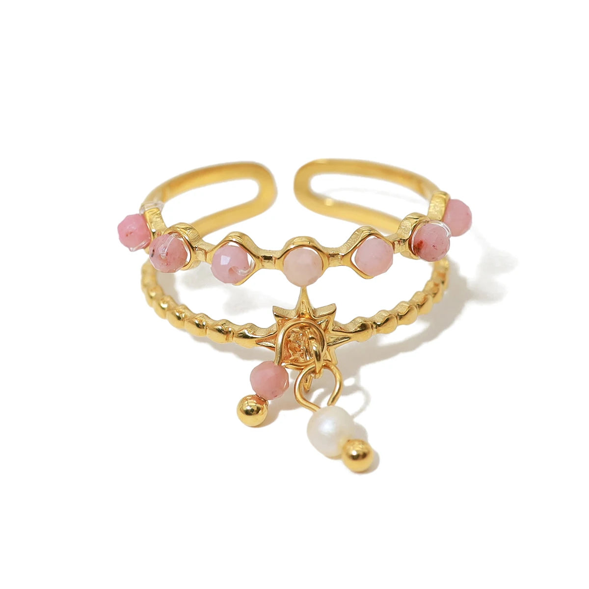 Natural Stone Crystal Natural Stone Crystal Charms Rings Stainless Steel