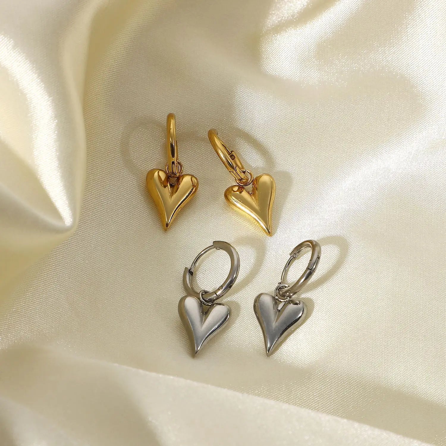 Stainless Steel Chic Heart Huggie Hoop Earrings Jewelry for Women Bijoux