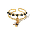 Natural Stone Crystal Natural Stone Crystal Charms Rings Stainless Steel